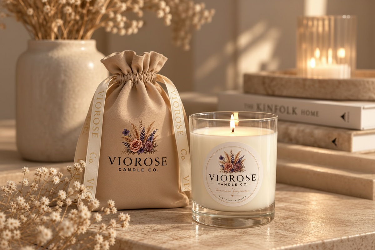 Candle with gift bag